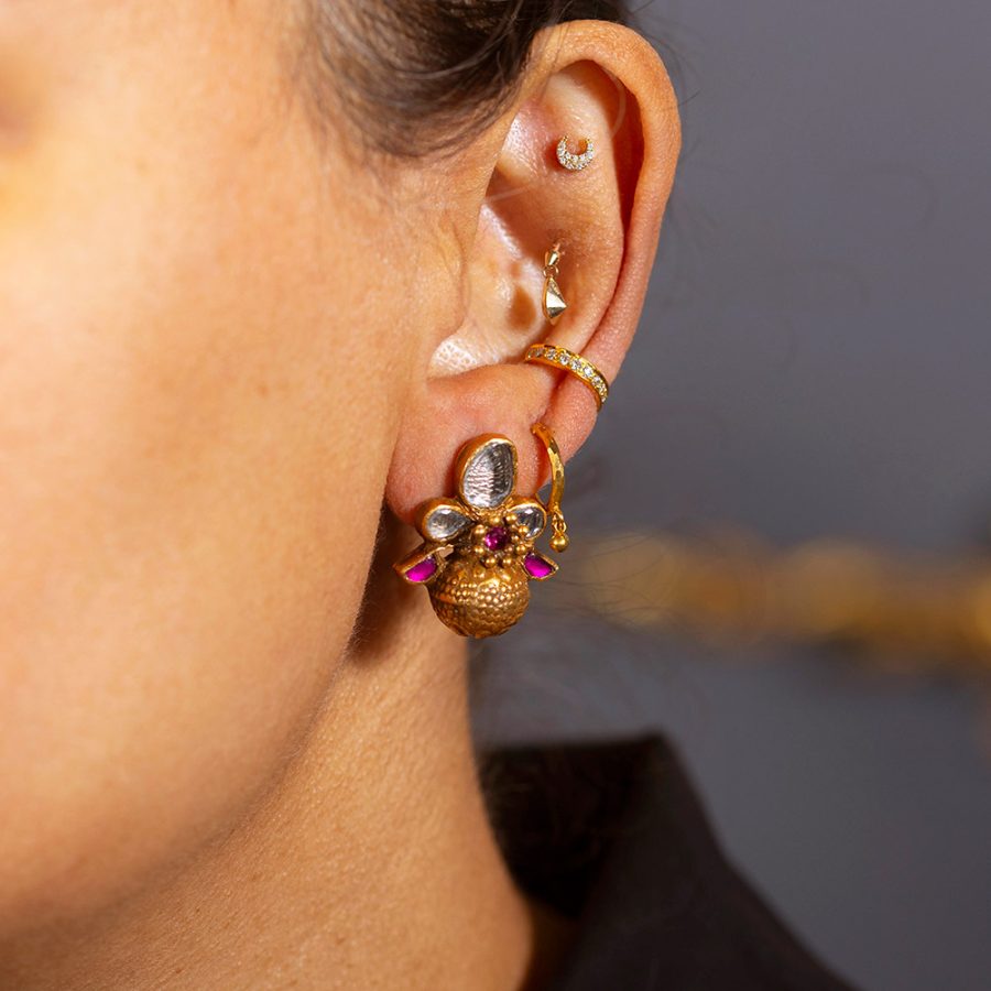 Antique Amulet Crystal Stud Earrings