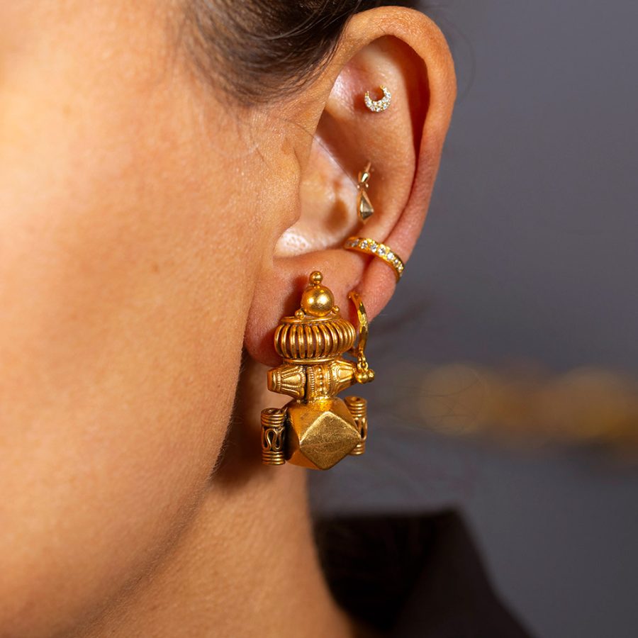 Antique Amulet & Grid Earrings