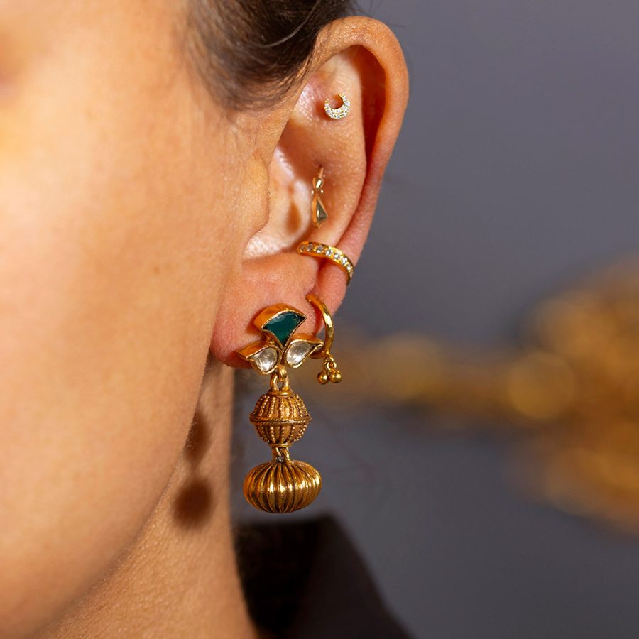Heritage Grid Ball Drop Earrings