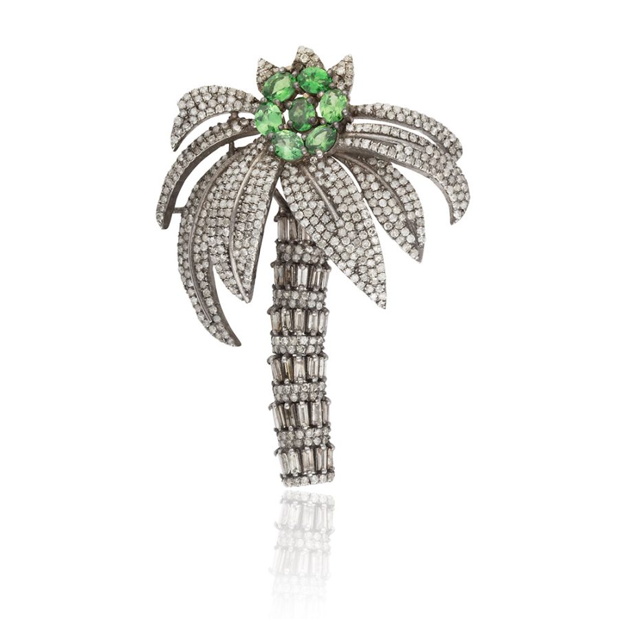 Green Garnet (Tsavorite) & Diamond Palm Brooch & Pendant)