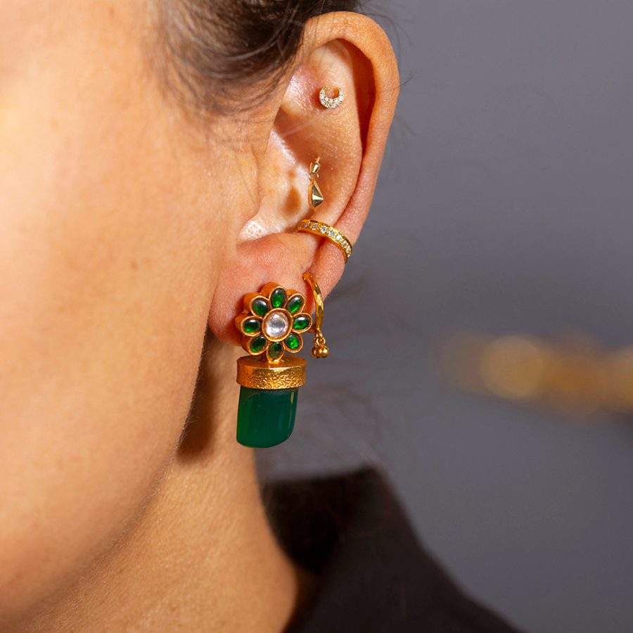 Green Onyx Stud Earrings