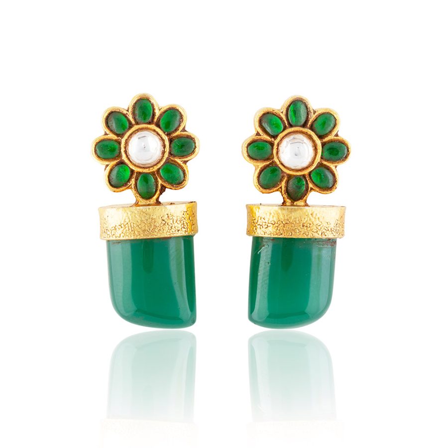 Green Onyx Stud Earrings
