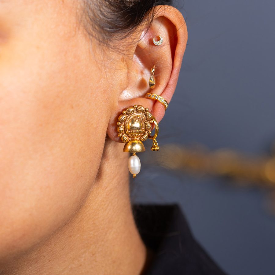 Heritage Paisley Drop Pearl Earrings