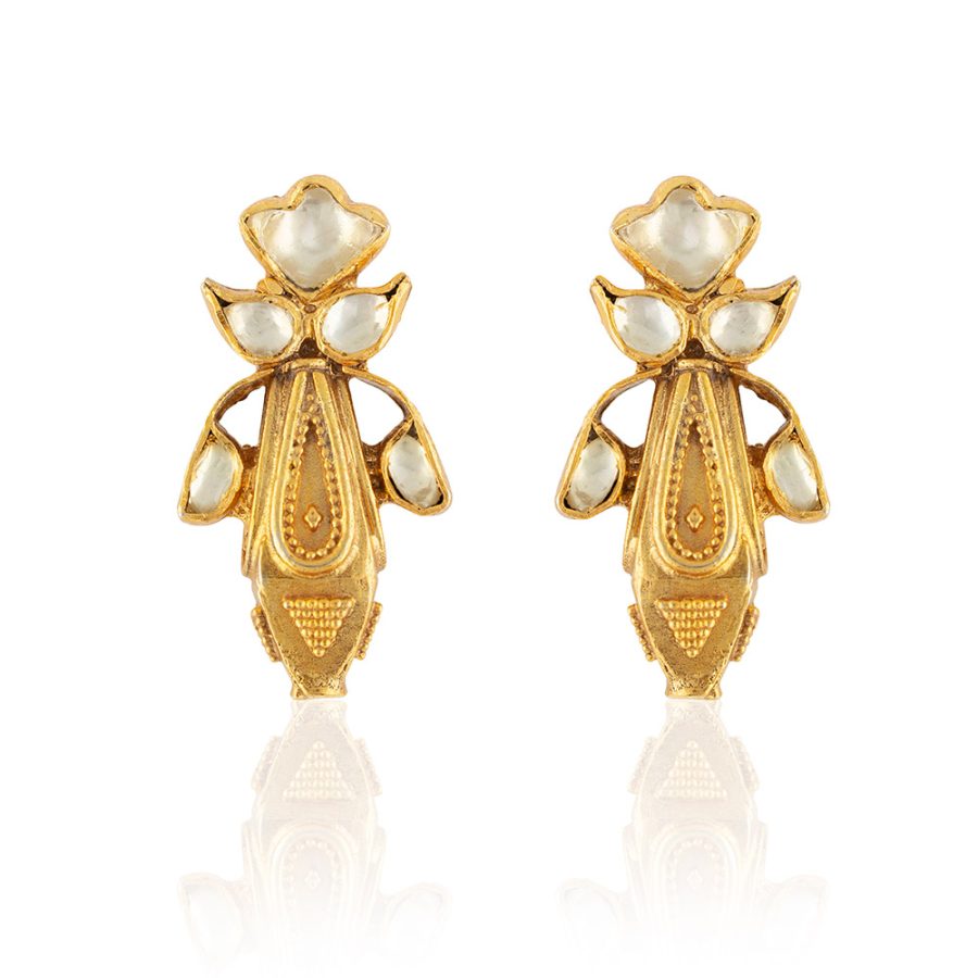 Mughal Motif Crystal Stud Earrings