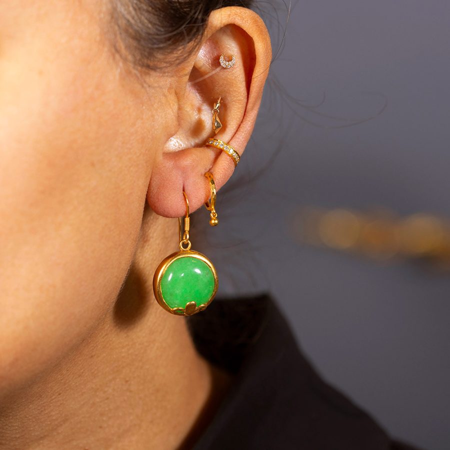 Simple Green Onyx Drop Earrings