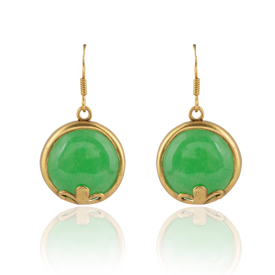 Simple Green Onyx Drop Earrings