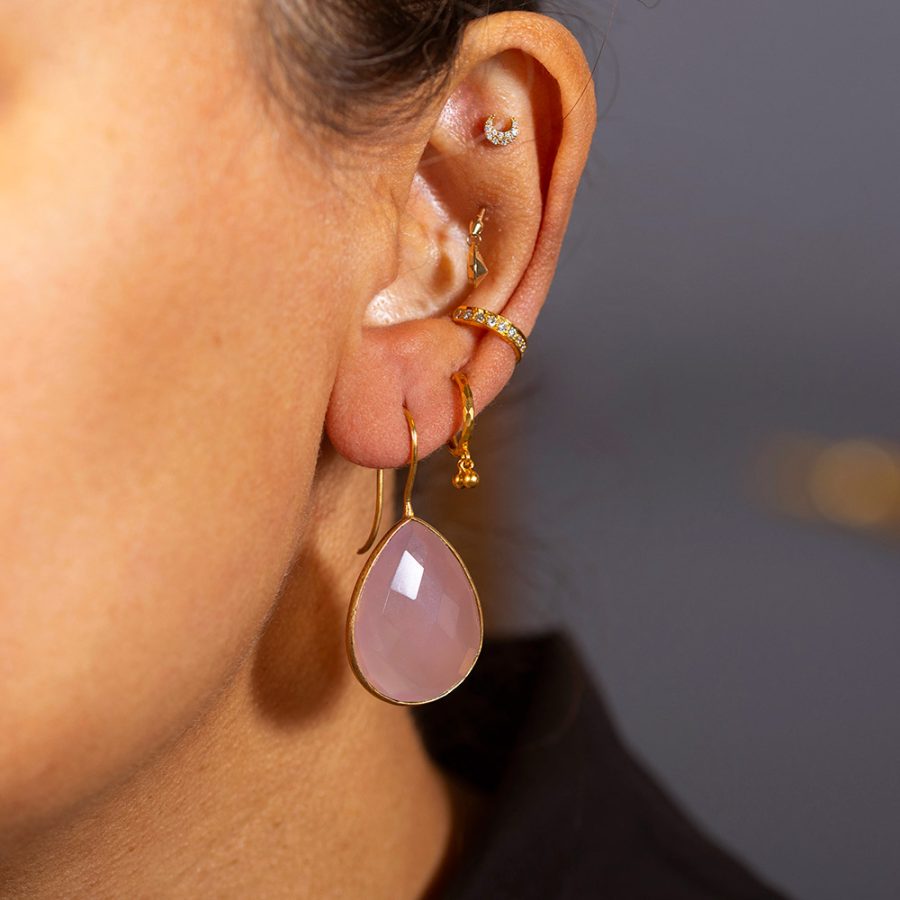 Simple Rose Quartz Drop Earrings