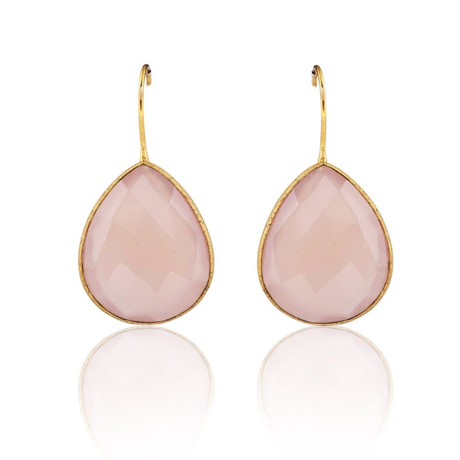 Simple Rose Quartz Drop Earrings
