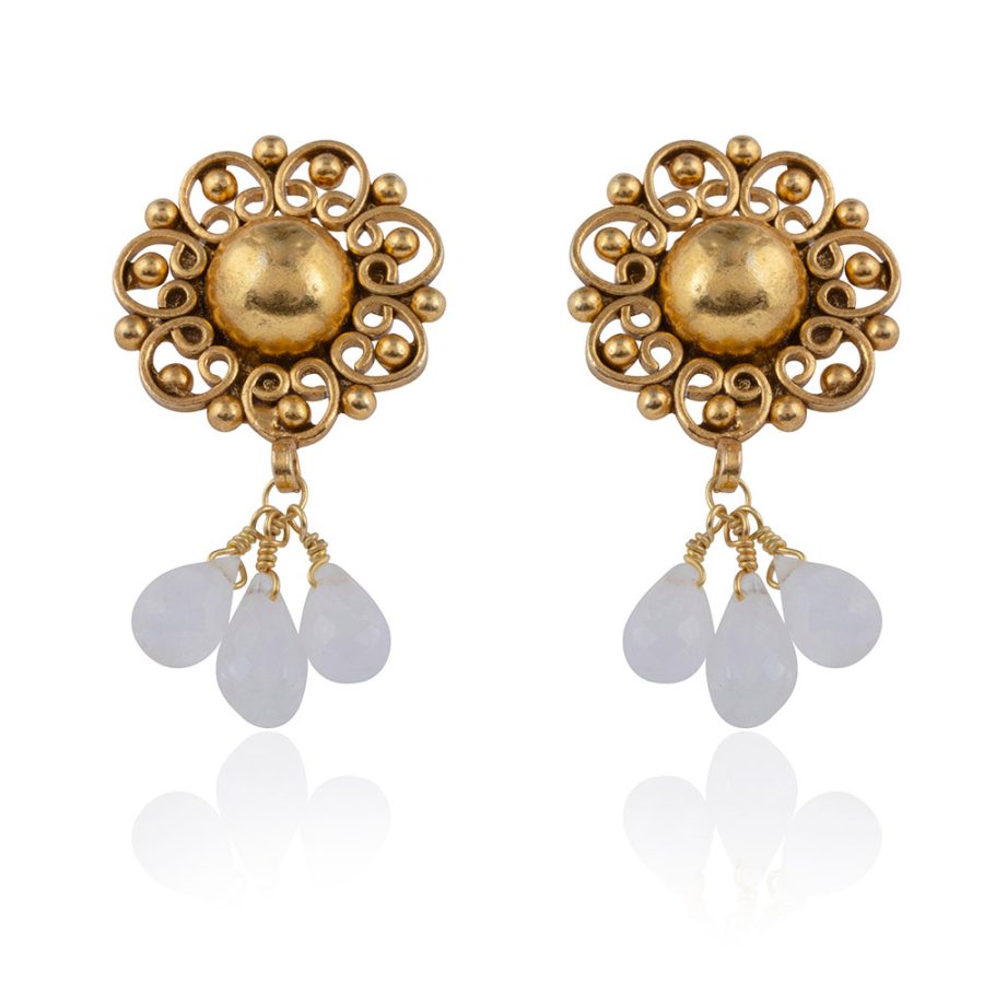 Flower Moonstone Drop Earrings