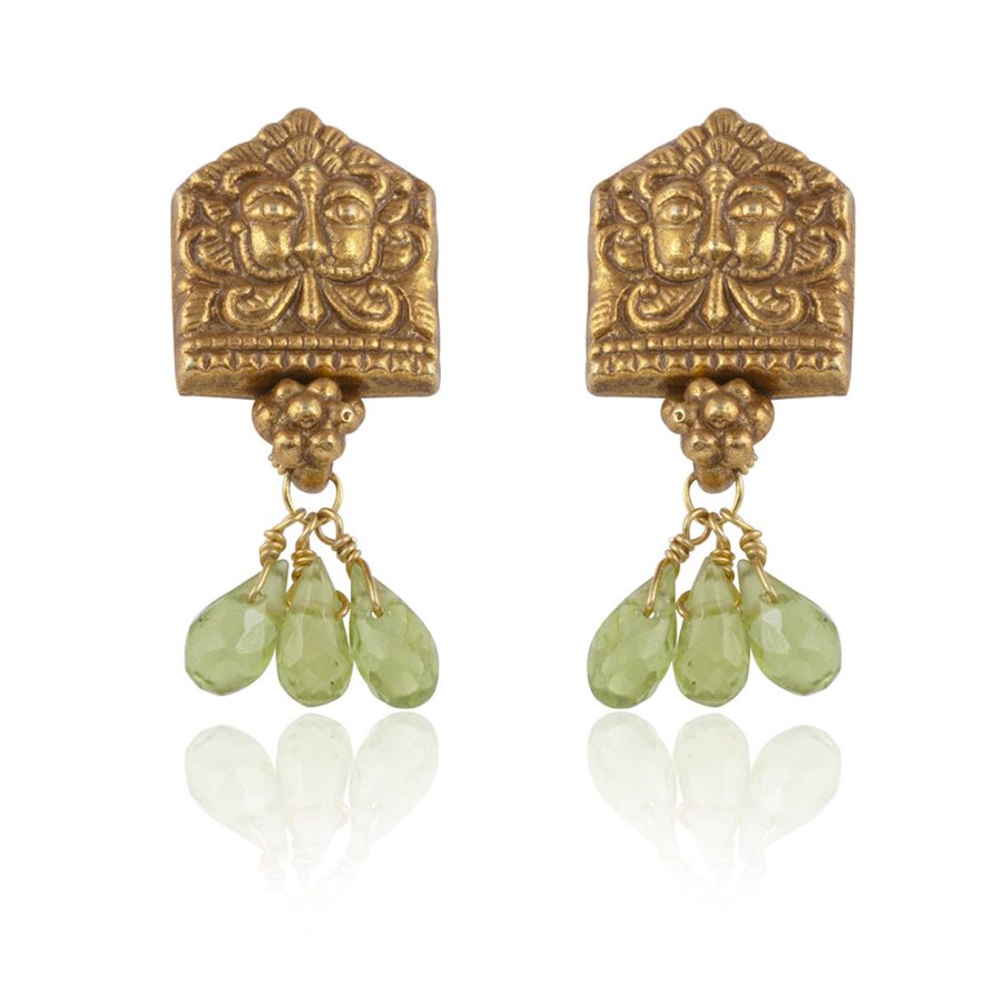 Sun God Peridot Drop Stud Earrings
