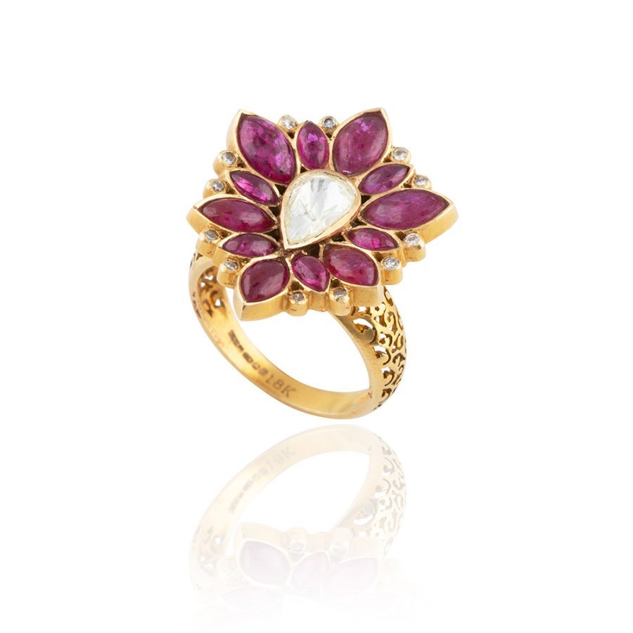 18kt Gold Heirloom Mughal Inspired Ruby Ring