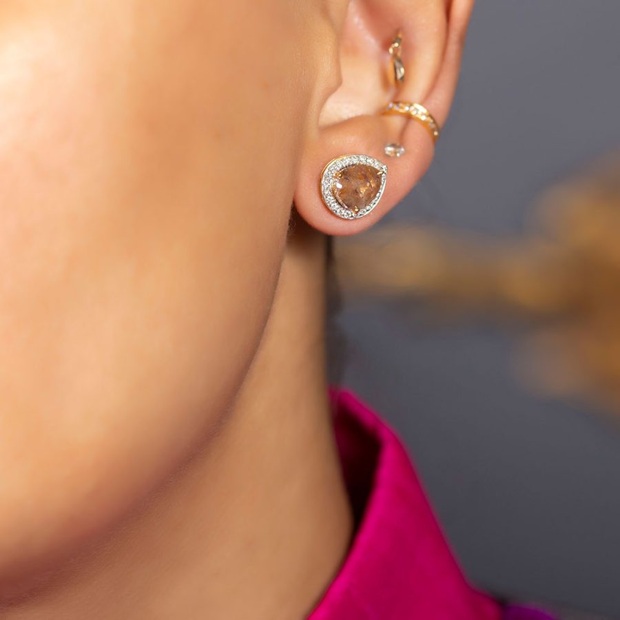 Heirloom 18kt Gold 'Fancy Coloured Diamond' Stud Earrings