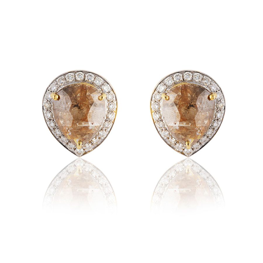 Heirloom 18kt Gold 'Fancy Coloured Diamond' Stud Earrings