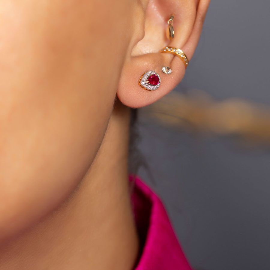 Heirloom Classic 18kt Gold Ruby & Diamond Stud Earrings