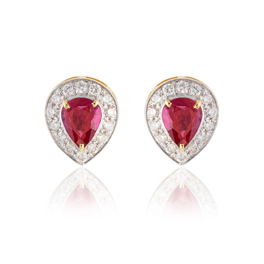 Heirloom Classic 18kt Gold Ruby & Diamond Stud Earrings