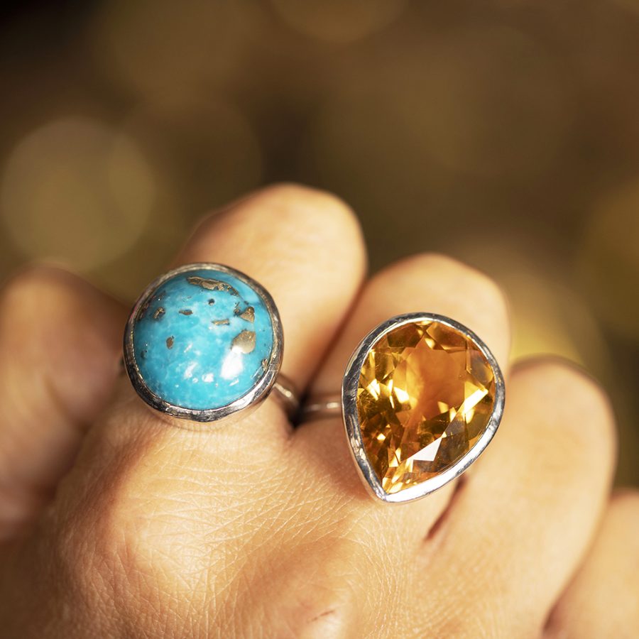 Turquoise Silver Mandala Ring