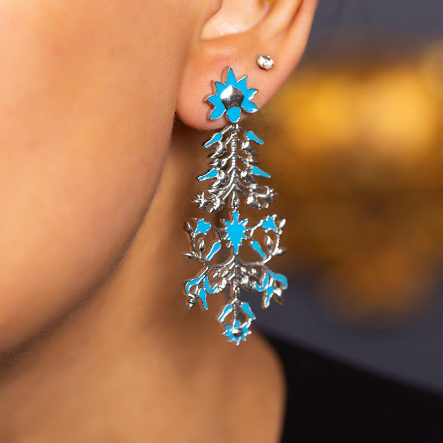 Blue enamel Indian design earrings
