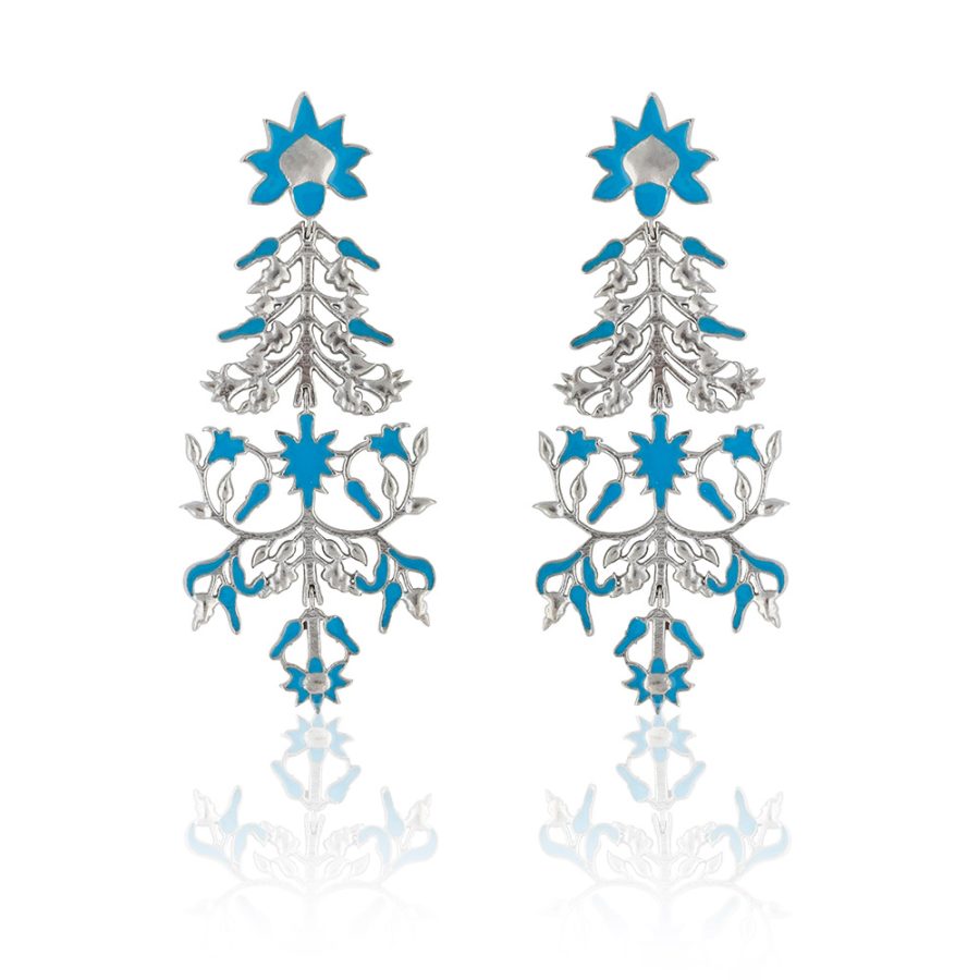 1632 Blue Enamel Taj Wall Art Inspired Earrings