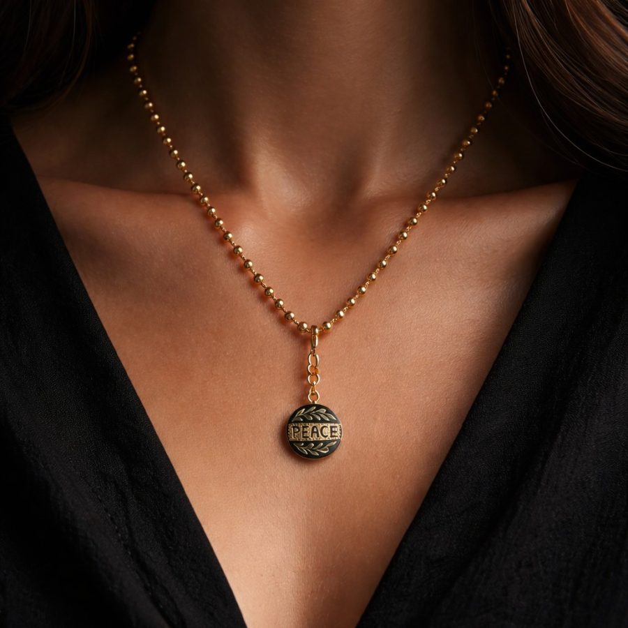 Enamel Peace & Faith Reversible Pendant Necklace