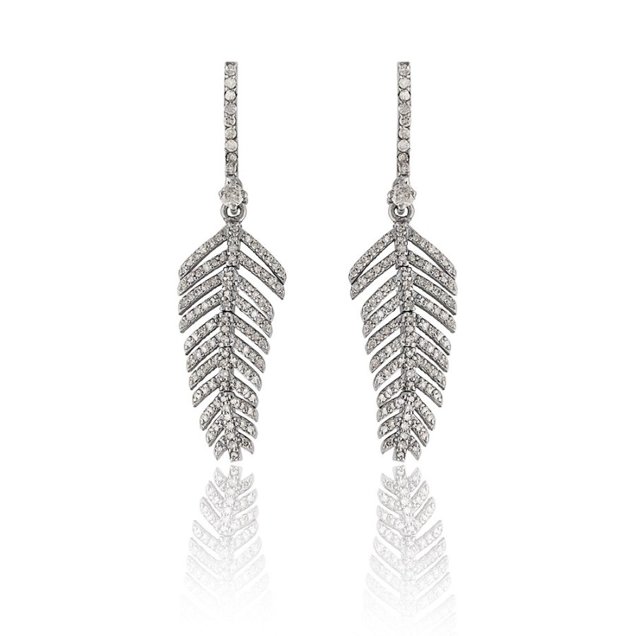 Fluid Diamond Leaf Earrings (Shorter length)