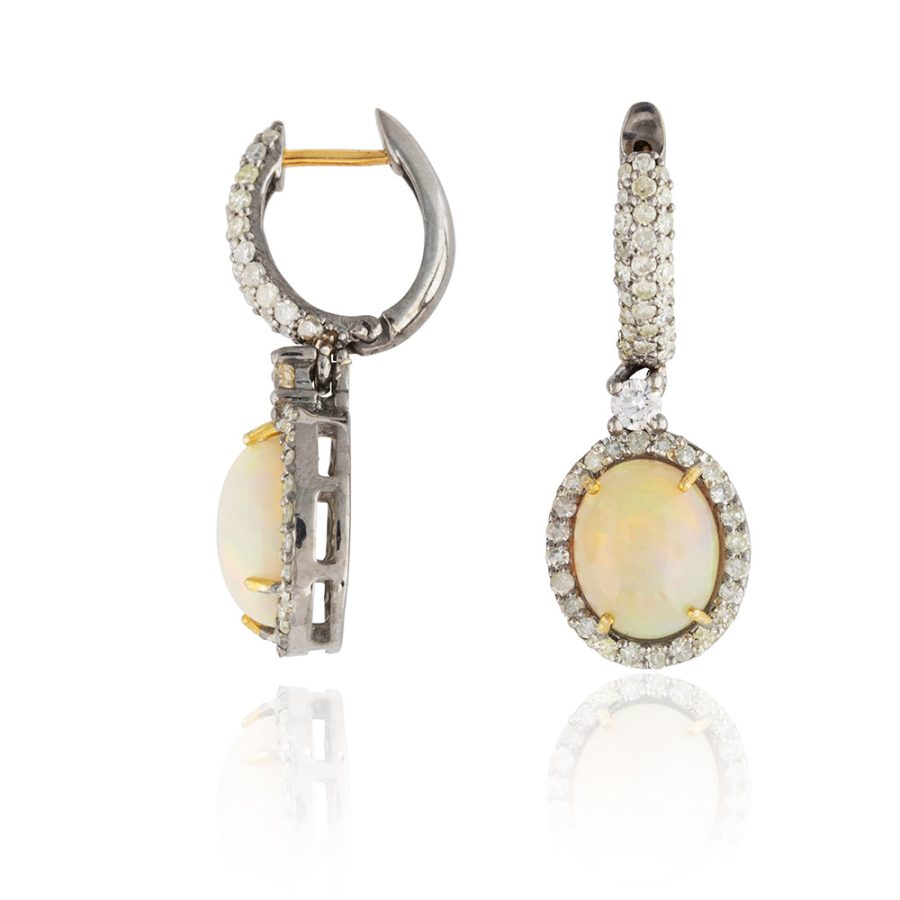Opal & Diamond Drop Earrings