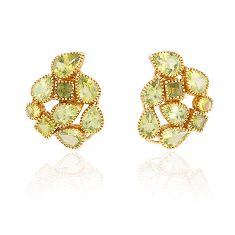 Peridot Leaf Stud Earrings