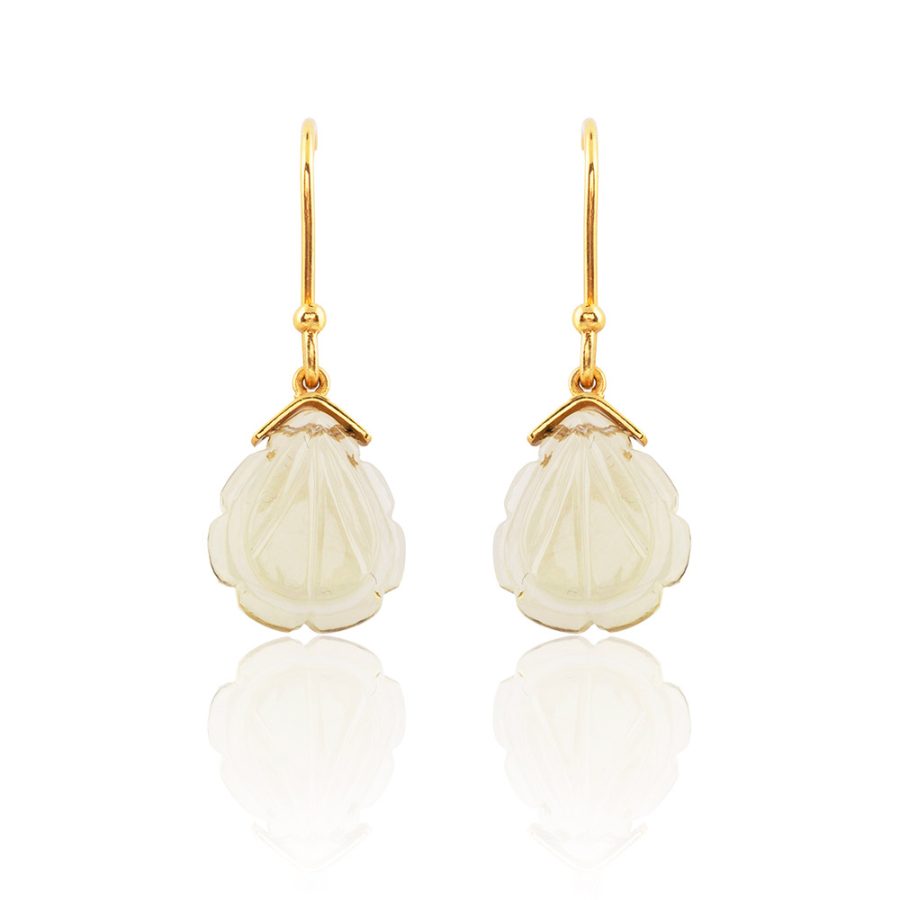 Simple Carved Quartz Earrings