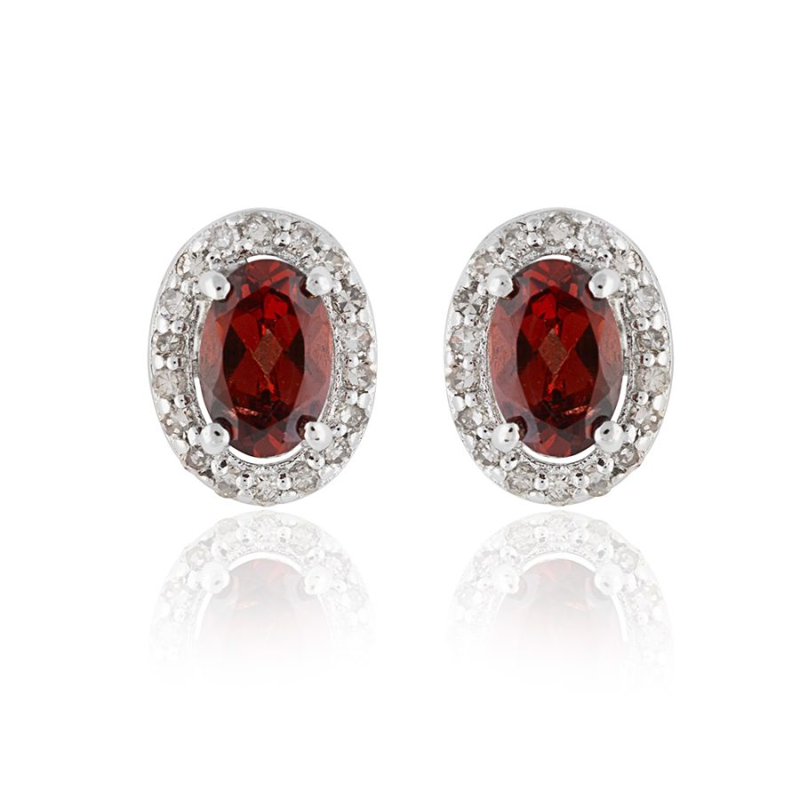 Simple Garnet & Diamond Stud Earrings