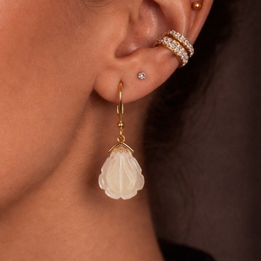 Simple Carved Quartz Earrings