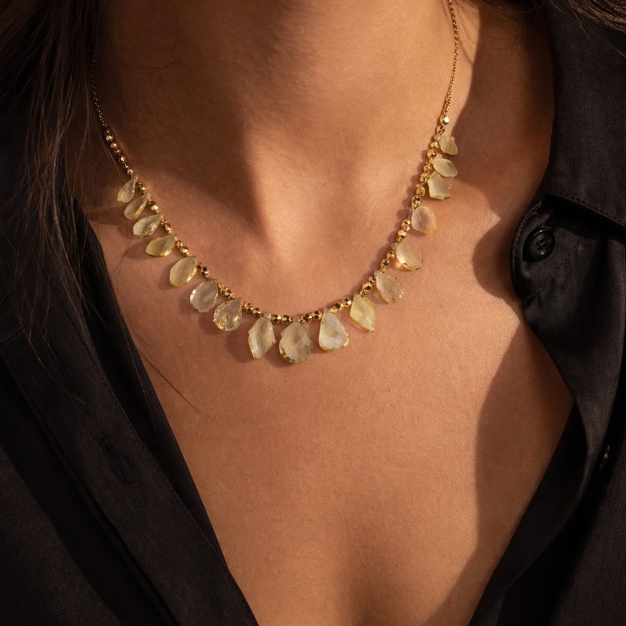 Carved Lemon Quartz Neckpiece