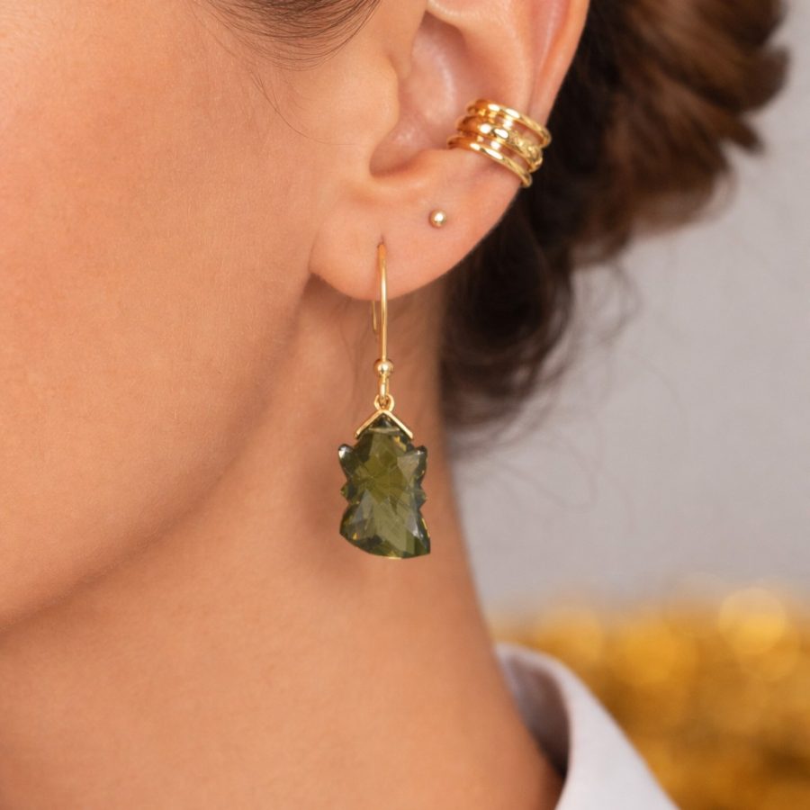 Simple Carved Quartz Earrings