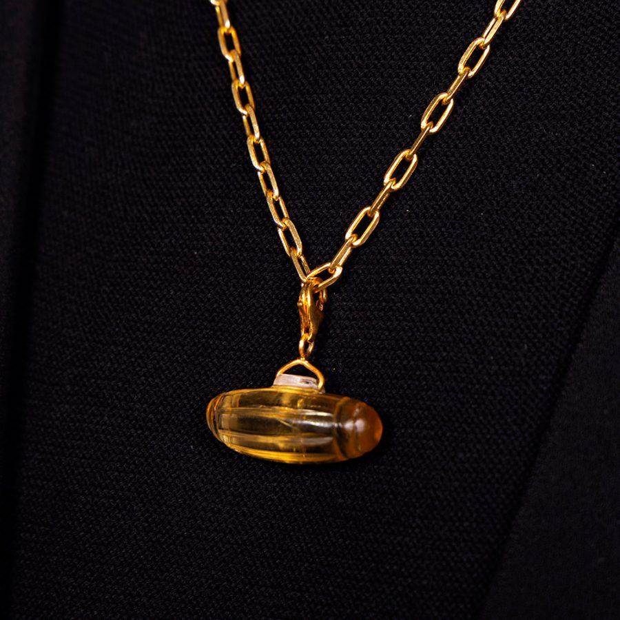 Carved Citrine Amulet Detachable Pendant Chain