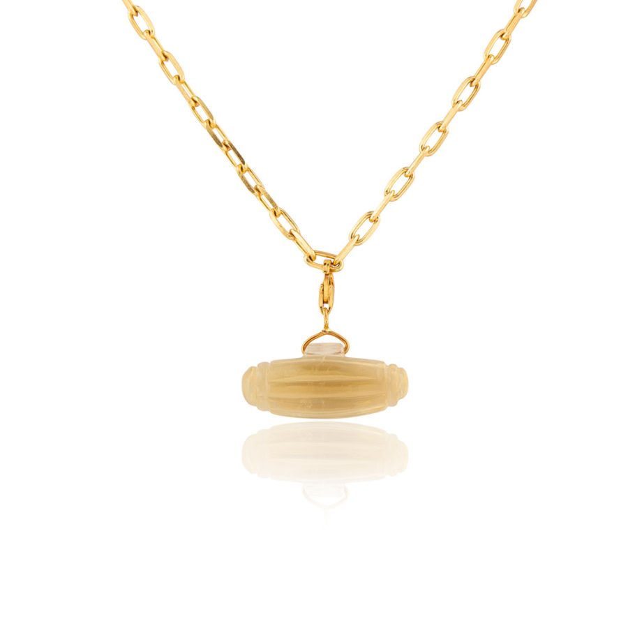 Carved Citrine Amulet Detachable Pendant Chain