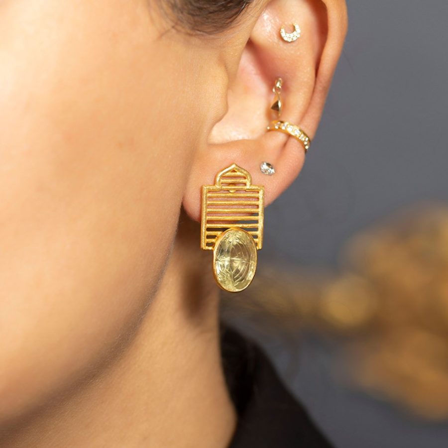 Grid Palace Quartz Earrings