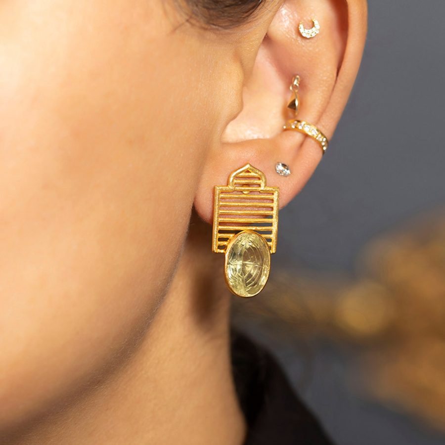 Grid Palace Quartz Earrings
