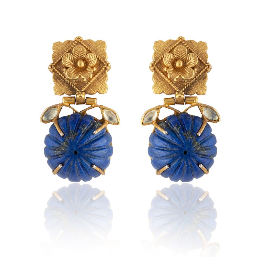 Heritage Carved Lapis Lazuli Earrings