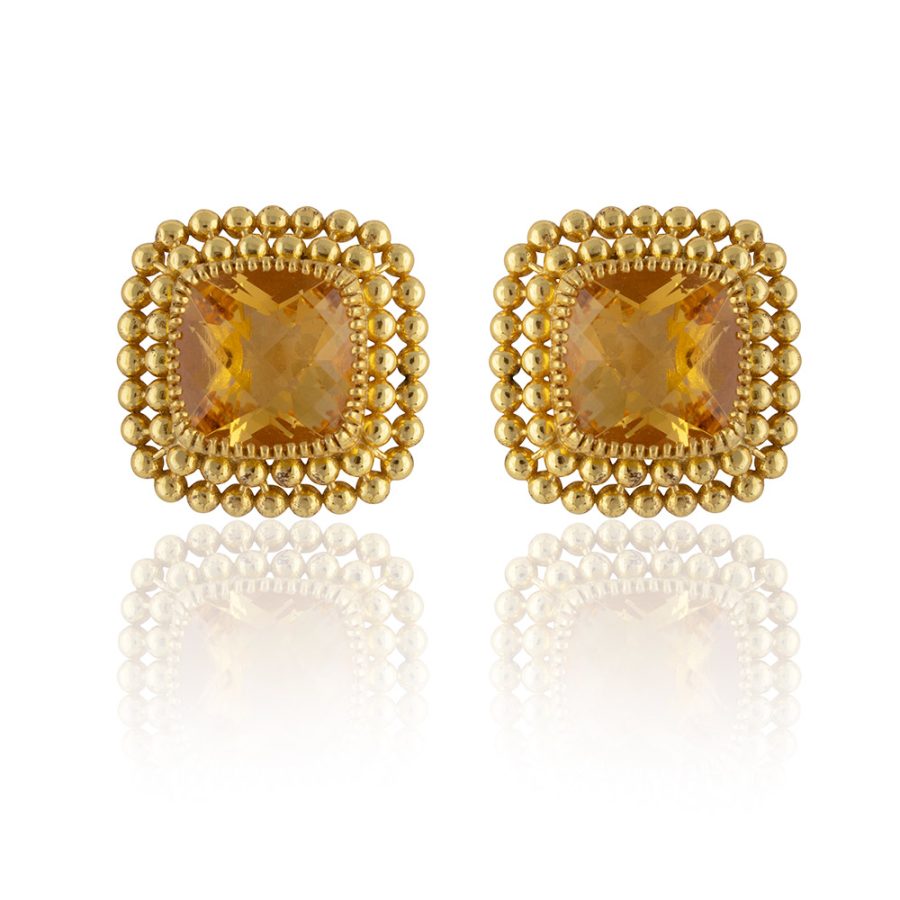 Heritage Gold Ball Citrine Stud Earrings