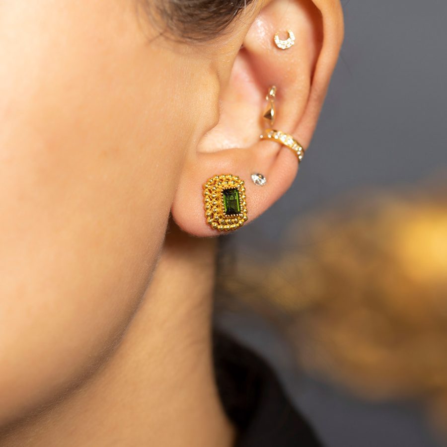 Heritage Gold Ball Tourmaline Stud Earrings