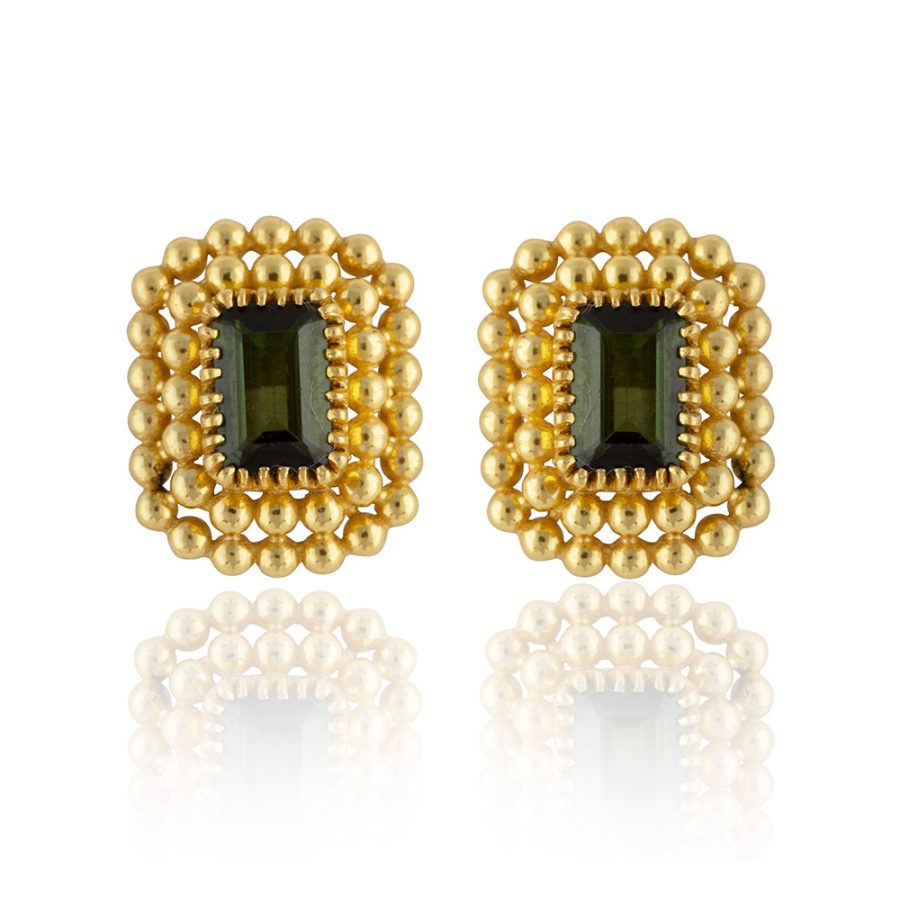 Heritage Gold Ball Tourmaline Stud Earrings