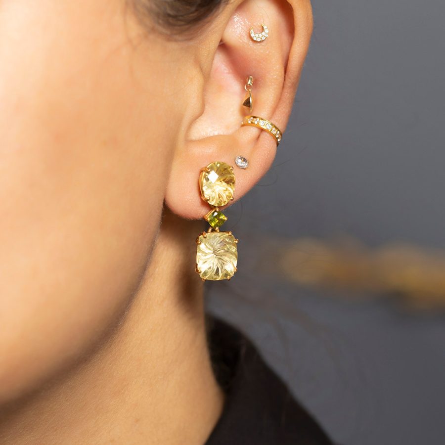 Peridot & Quartz Drop Earrings
