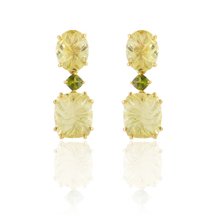 Peridot & Quartz Drop Earrings