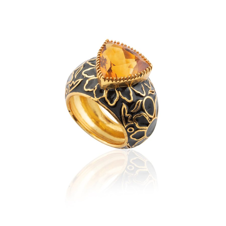 Citrine Enamel Ring