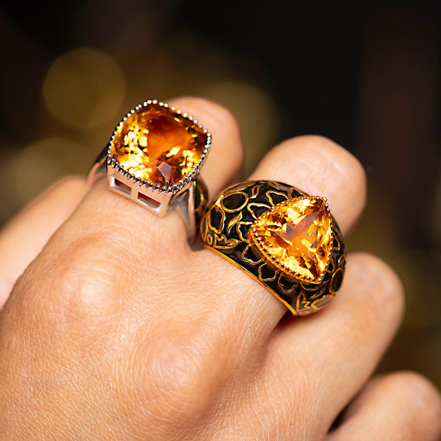 Citrine Enamel Ring