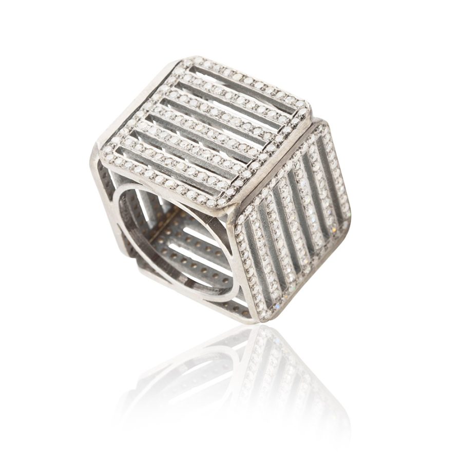 Diamond Grid Dice Ring