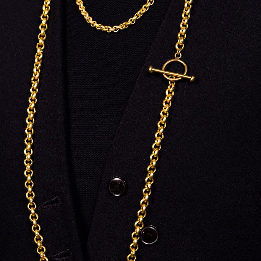 Long T-Bar Brass Necklace