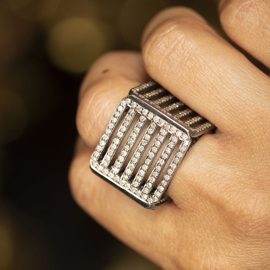 Diamond Grid Dice Ring