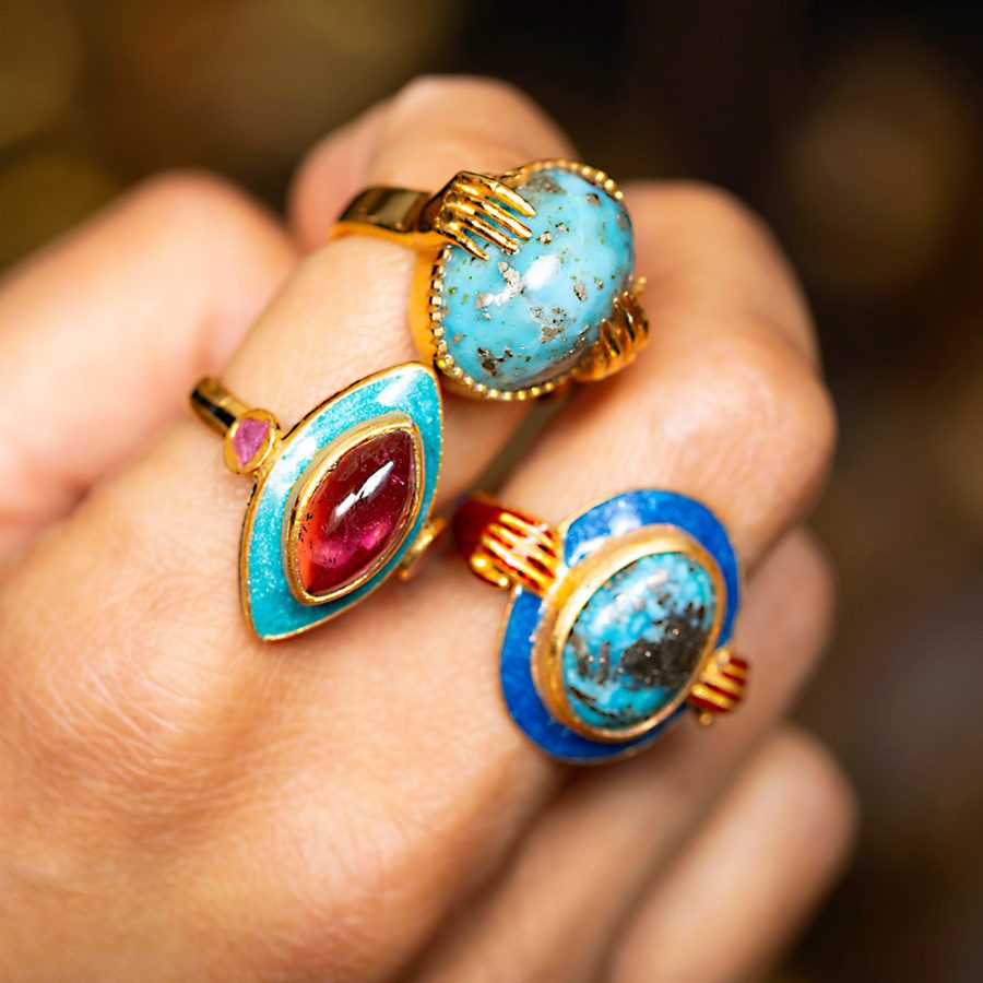 Tourmaline Enamel Ring