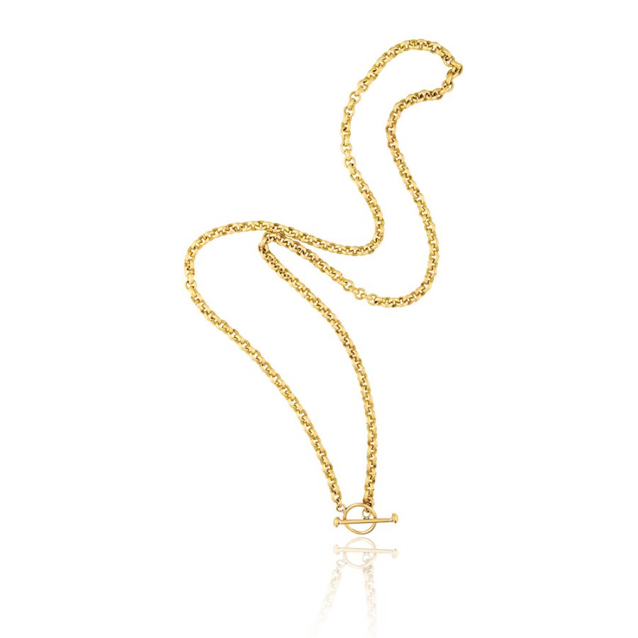 Long T-Bar Brass Necklace
