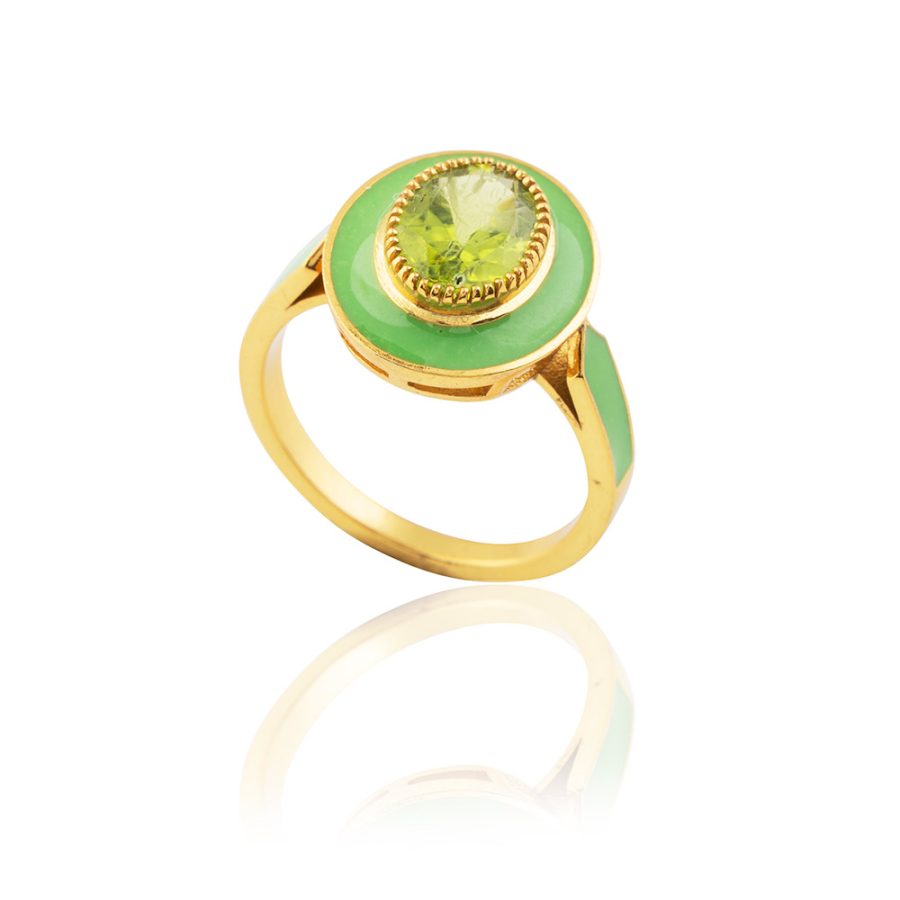 Peridot Enamel Ring