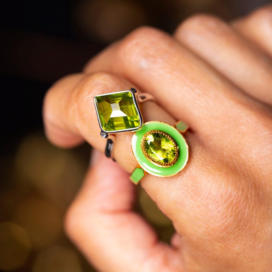 Peridot Enamel Ring